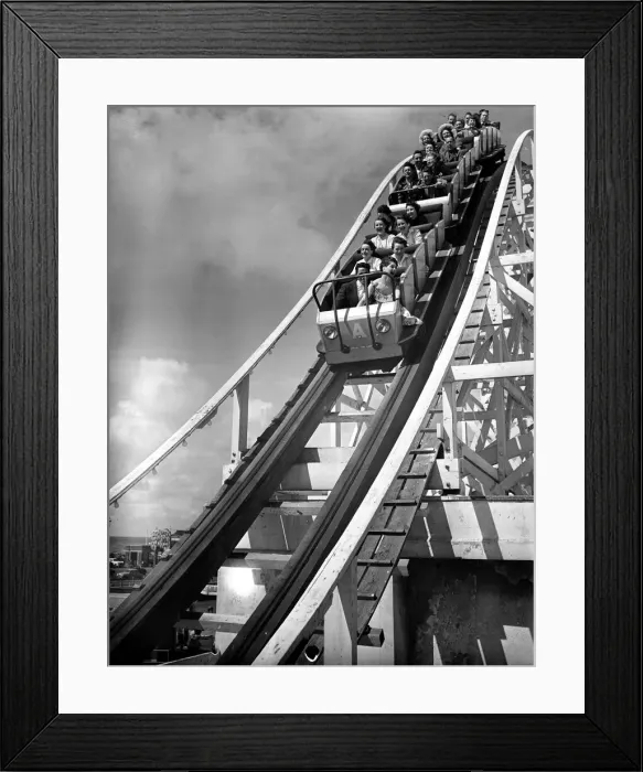 Framed Print : Holidaymakers on the Big-Dippa at Blackpool. 5th August 1958