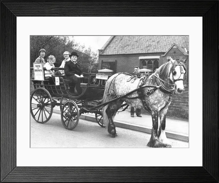 Framed Print : Would be local councillor at Brandon, County Durham, Ernest Brown used horse power to Framed Print : Would be local councillor at Brandon, County Durham, Ernest Brown used horse power to