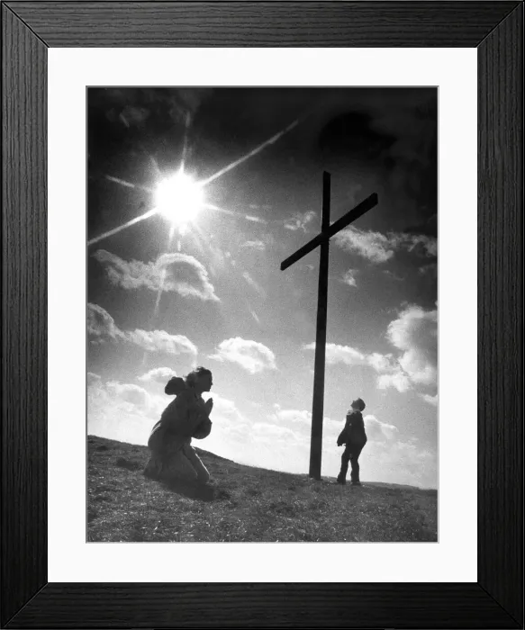 Framed Print : Someone having a silent prayer before the cross on top of Tunstall Hill in Sunderland Framed Print : Someone having a silent prayer before the cross on top of Tunstall Hill in Sunderland