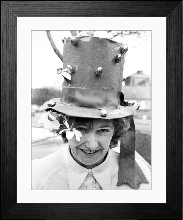Framed Print : Mrs. Betty Wyatt with her Easter bonnet in 1976 Framed Print : Mrs. Betty Wyatt with her Easter bonnet in 1976