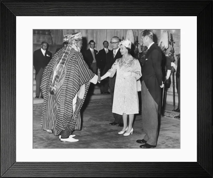 Framed Print : Queen Elizabeth II shakes hands with Alhaji Hon. Isa Kaita Framed Print : Queen Elizabeth II shakes hands with Alhaji Hon. Isa Kaita