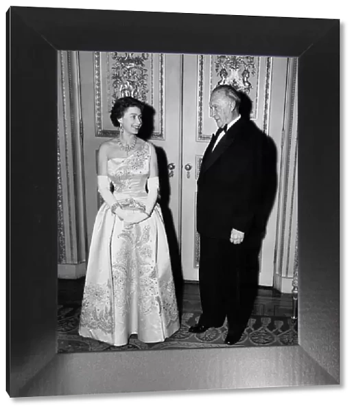 Queen Elizabeth II chatting to Dr Adenauer at Windsor Castle, 16th April 1958