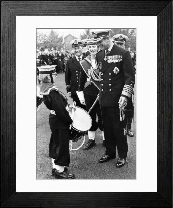 Framed Print : Prince Philip, Duke of Edinburgh, inspecting the Royal Guard of Sea Cadets