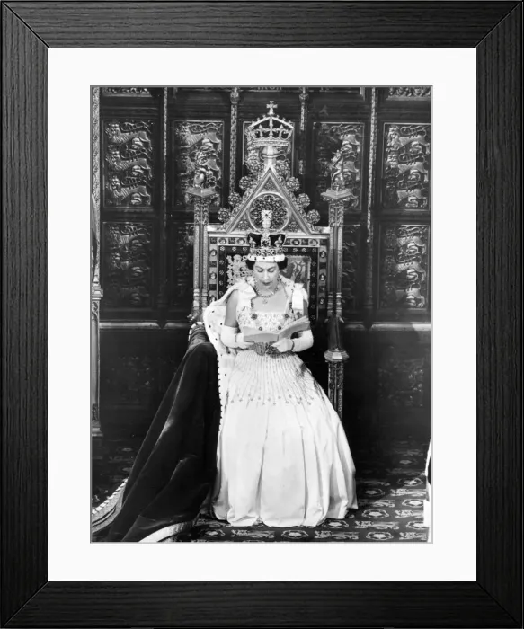 Framed Print : Queen Elizabeth II delivers her speech from the throne in the House of Lords at the State