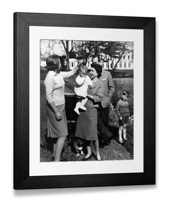 Framed Print : Queen Elizabeth II, pictured at Windsor Castle with Prince Philip and children