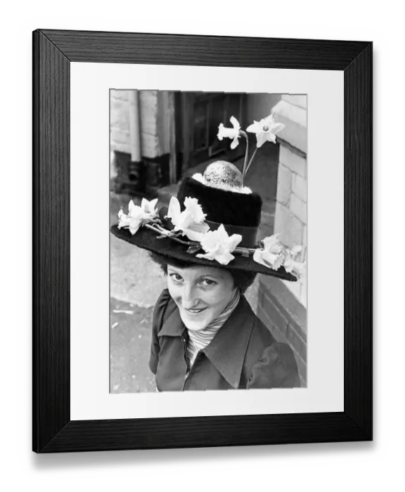 Framed Print : Catherine Jones with her Easter Bonnet in 1976