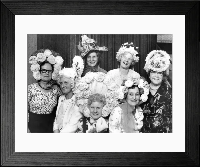Framed Print : The winning competitors a MEA House are Mrs. Betty Reed, Mrs. Marjorie Davies, Mrs