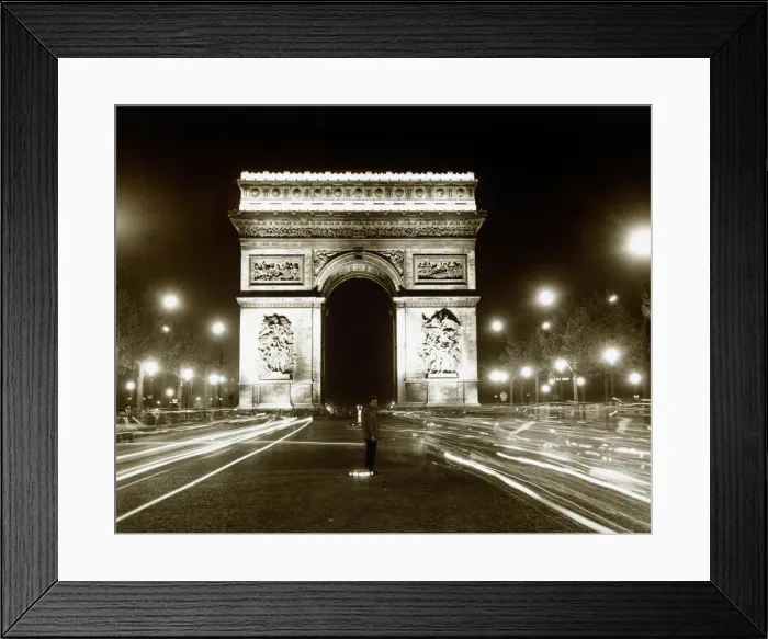 Framed Print : France Paris August 1960 Arc De Triomphe shot from Champs Elysees at night Framed Print : France Paris August 1960 Arc De Triomphe shot from Champs Elysees at night