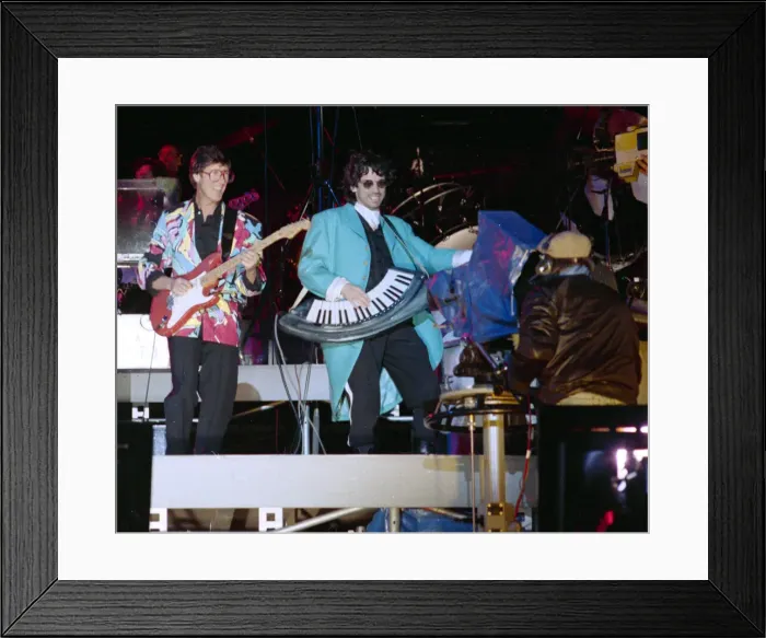 Framed Print : French composer and performer Jean Michel Jarre seen here on stage during his Framed Print : French composer and performer Jean Michel Jarre seen here on stage during his