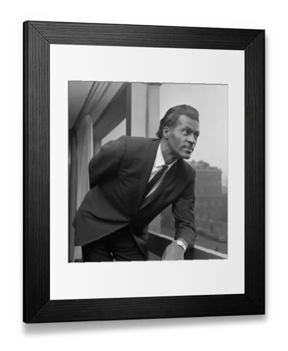 Framed Print : American Rhythym and Blues singer Chuck Berry at a press reception in London