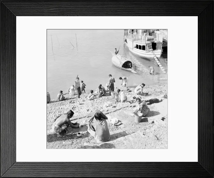 Framed Print : Locals bath in the Buriganga River Dacca, Bangladesh. February 1961 l Framed Print : Locals bath in the Buriganga River Dacca, Bangladesh. February 1961 l