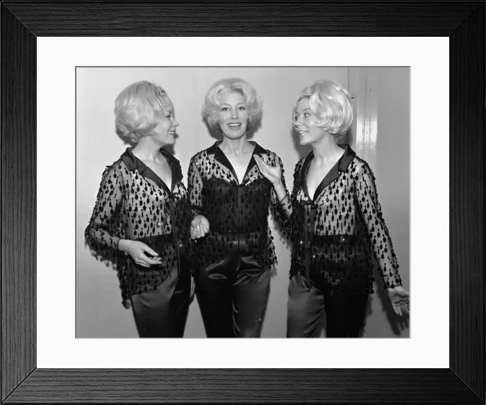 Framed Print : The singing Beverley sisters Teddy, Joy and Babs wearing their see through blouses which Framed Print : The singing Beverley sisters Teddy, Joy and Babs wearing their see through blouses which