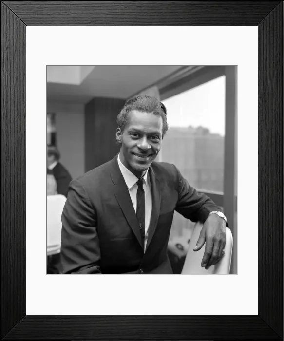Framed Print : American Rhythym and Blues singer Chuck Berry at a press reception in London