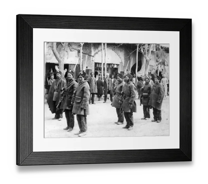 Framed Print : Soldiers parade through the streets of Teheran, Iran. April 1916 Framed Print : Soldiers parade through the streets of Teheran, Iran. April 1916