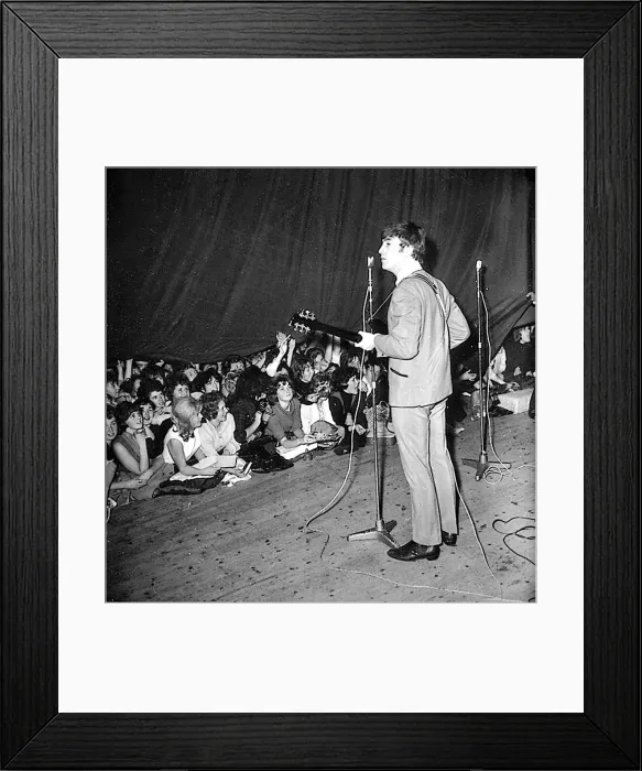 Framed Print : Beatles files 1963 John Lennon looks worried as crowds gets out of hand before