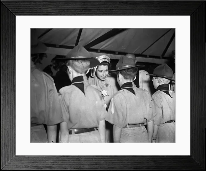 Framed Print : Princess Elizabeth 1949 Princess (later Queen) Elizabeth inspecting Boy Scouts