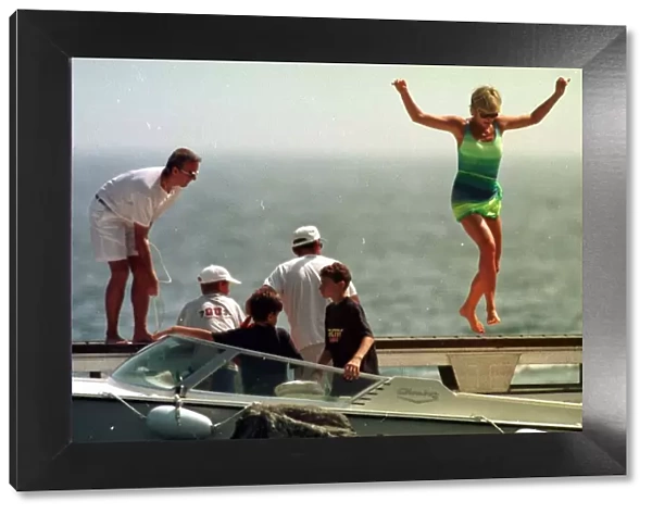 Princess Diana on holiday in St Tropez, Southern France where they stayed as a guest of