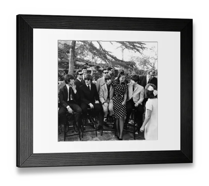 Framed Print : Beatles members front row left to right: George Harrison, John Lennon