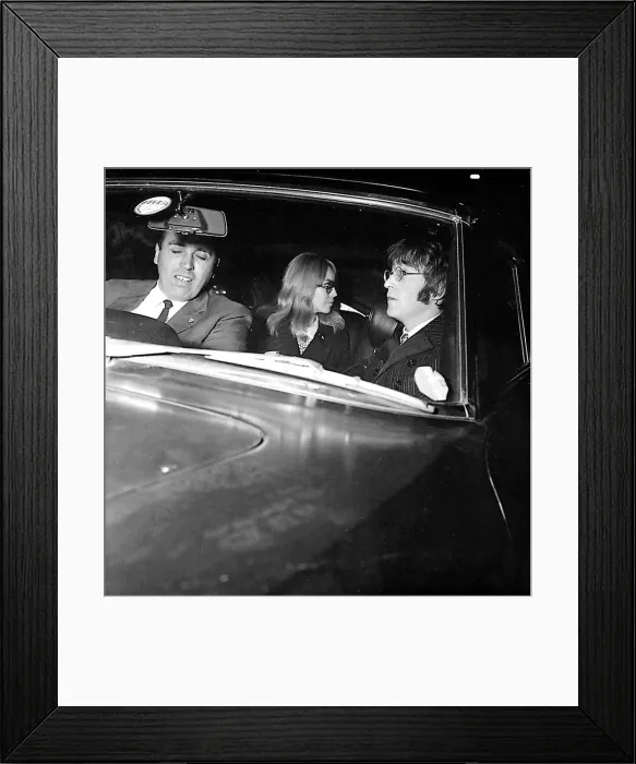 Framed Print : John Lennon with wife Cynthia leave the New London Synagogue, St