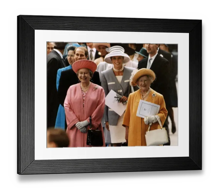 Framed Print : Her Majesty Queen Elizabeth II, Princess Diana and the Queen Mother attend the wedding