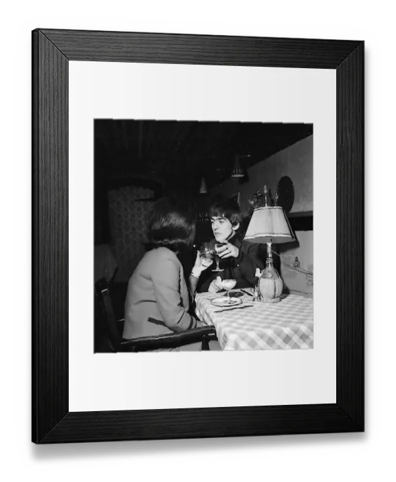 Framed Print : George Harrison out on a date with a friend of the family, London