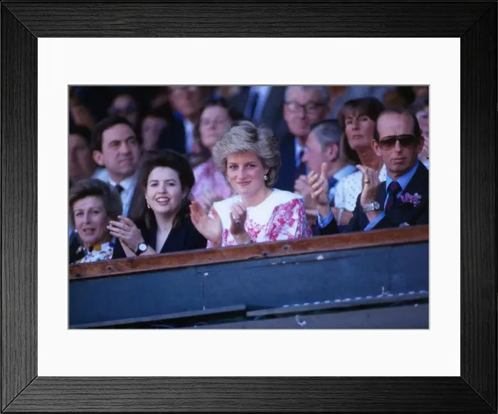 Framed Print : Princesss Diana Princess of Wales applauding at the mens tennis final at Wimbledon with Framed Print : Princesss Diana Princess of Wales applauding at the mens tennis final at Wimbledon with