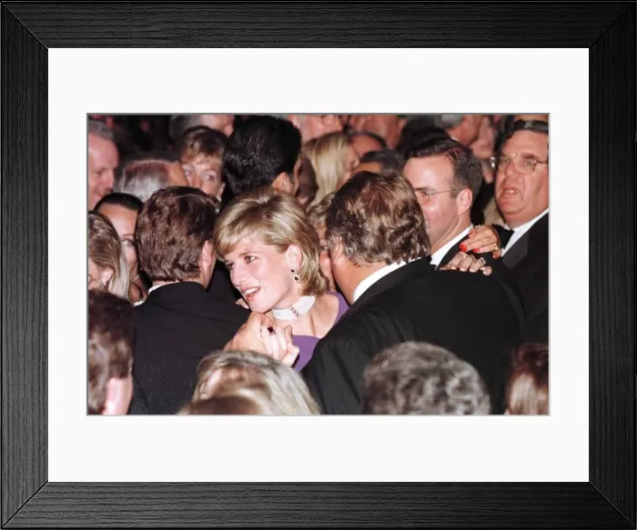 Framed Print : Princess Diana dances with American millionaire tool manufacturer Michael Wilkie at a Framed Print : Princess Diana dances with American millionaire tool manufacturer Michael Wilkie at a