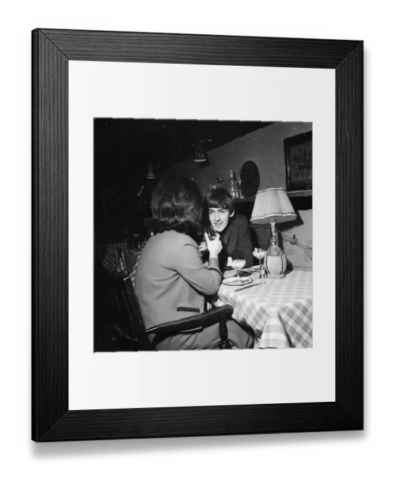 Framed Print : George Harrison out on a date with a friend of the family, London