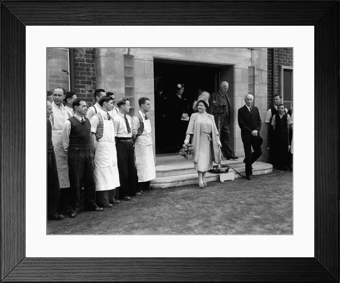 Framed Print : Queen Elizabeth (now the Queen Mother) leaving the Lord Roberts Memorial Workshop which Framed Print : Queen Elizabeth (now the Queen Mother) leaving the Lord Roberts Memorial Workshop which