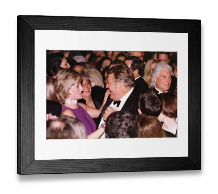 Framed Print : Princess Diana dances with American millionaire tool manufacturer Michael Wilkie at a Framed Print : Princess Diana dances with American millionaire tool manufacturer Michael Wilkie at a