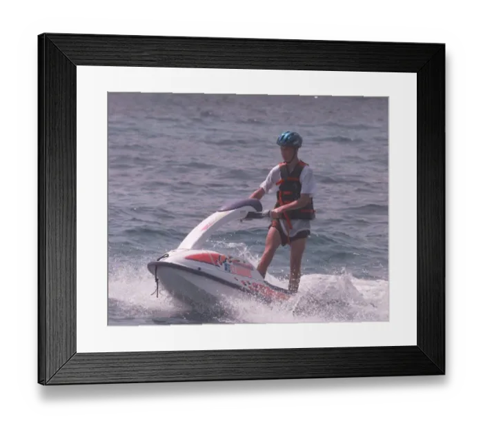 Framed Print : Prince William on jet ski Holiday St Tropez France Framed Print : Prince William on jet ski Holiday St Tropez France
