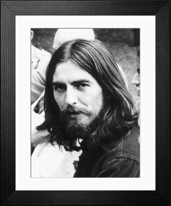 Framed Print : George Harrison of The Beatles pictured at Krishna Temple meeting in London Framed Print : George Harrison of The Beatles pictured at Krishna Temple meeting in London