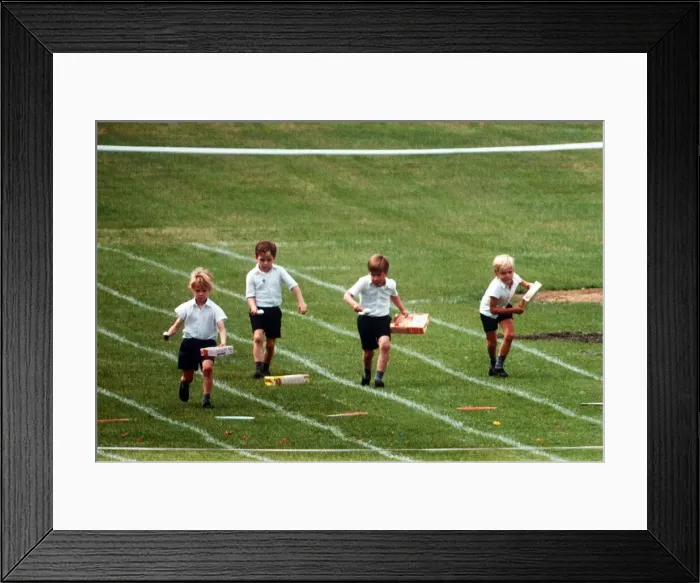 Framed Print : Prince William at his school sports day at Richmond Sports Stadium taking part in an Egg Framed Print : Prince William at his school sports day at Richmond Sports Stadium taking part in an Egg
