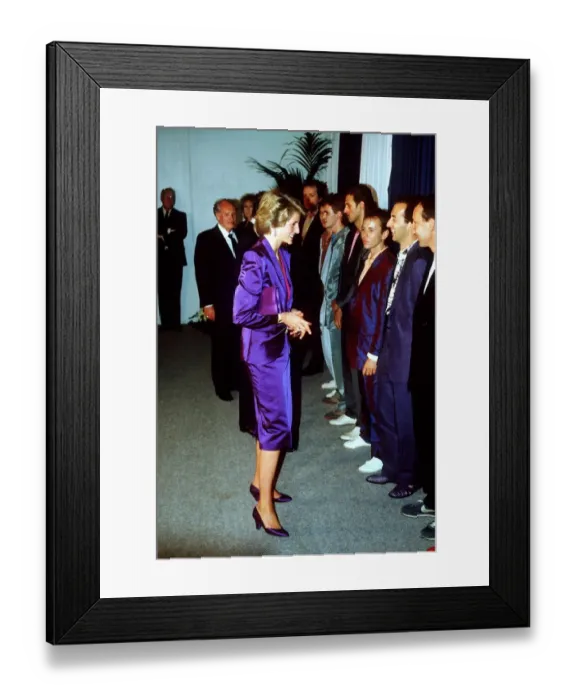 Framed Print : Princess Diana meets rock group Dire Straits at Wembley arena after their concert