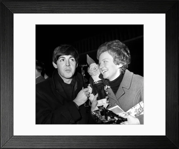 Framed Print : Paul McCartney of The Beatles with a fan at the Ritz Cinema Belfast in Northern Ireland