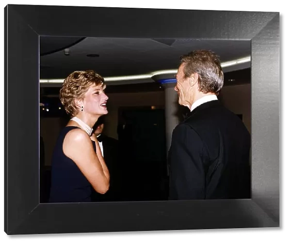 American actor Clint Eastwood actor meets Princess Diana at the film premier of The