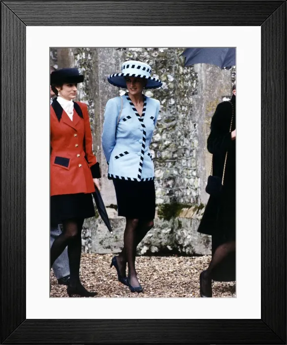 Framed Print : Princess Diana at Highclare Parish church, Hampshire, where she is attending the wedding