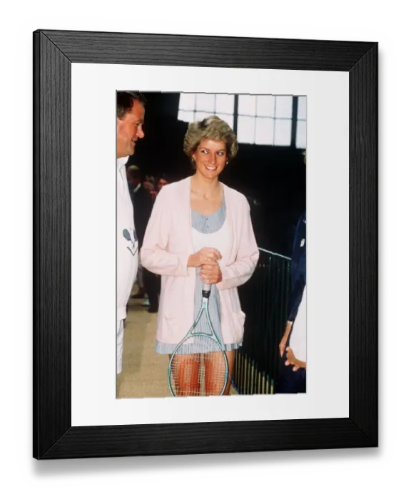 Framed Print : Princess Diana at the Vanderbilt Racquet Club in London prior to a doubles match with Framed Print : Princess Diana at the Vanderbilt Racquet Club in London prior to a doubles match with