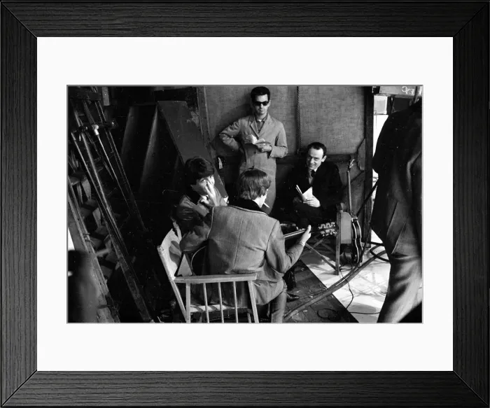 Framed Print : The Beatles - Pop Group - March 1964 The Beatles during filming at the Scala