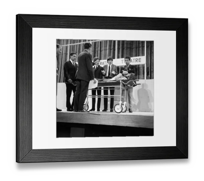 Framed Print : The Beatles rehearse with Mike and Bernie Winters for their Big Night Out TV show in an Framed Print : The Beatles rehearse with Mike and Bernie Winters for their Big Night Out TV show in an