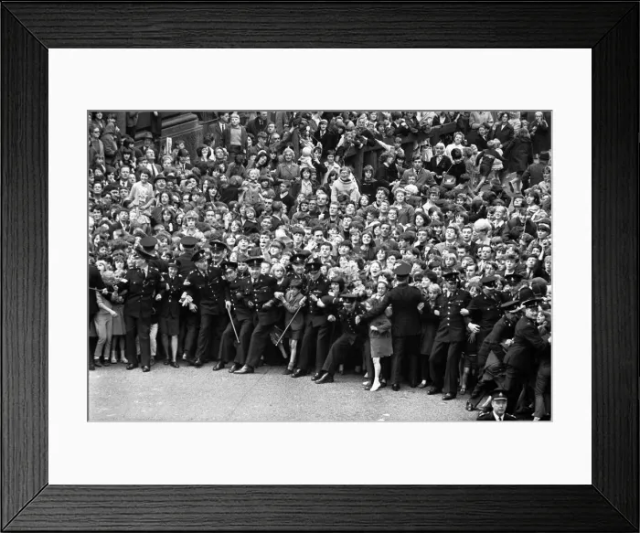 Framed Print : The Beatles 10 July 1964 Crowds of fans outside the ABC theatre as the Beatles arrive