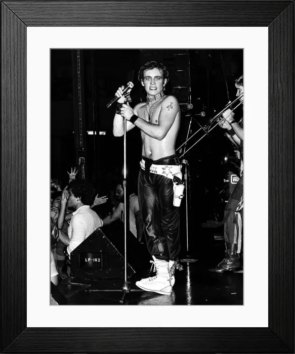 Framed Print : Adam Ant 1980s pop singer stands on stage at the Palladium Hollywood Los Angeles USA