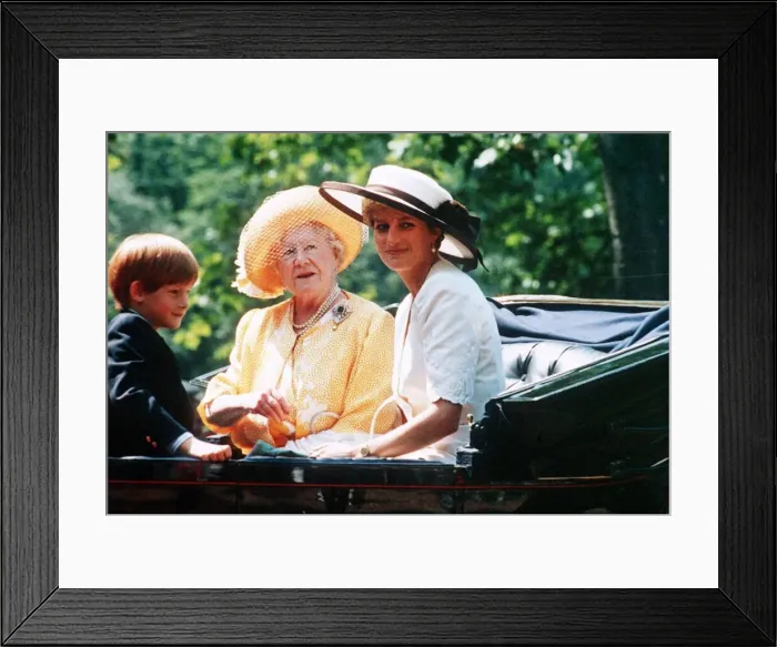 Framed Print : Queen Mother with Princess Diana at Trooping the Colour ceremony inLondon