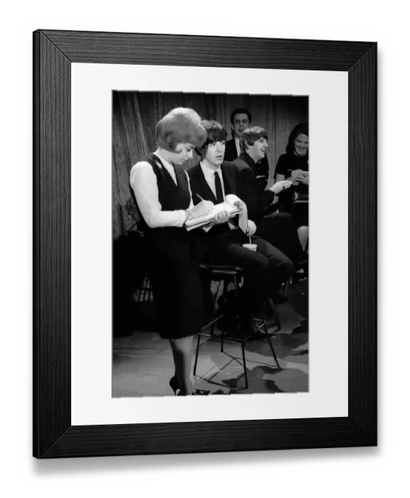 Framed Print : Paul McCartney talking to a reporter in New York during the Beatles first tour of Framed Print : Paul McCartney talking to a reporter in New York during the Beatles first tour of