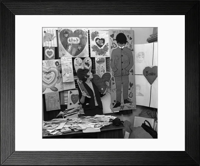Framed Print : Beatles valentines day cards are sorted and looked trough at the fan club Framed Print : Beatles valentines day cards are sorted and looked trough at the fan club