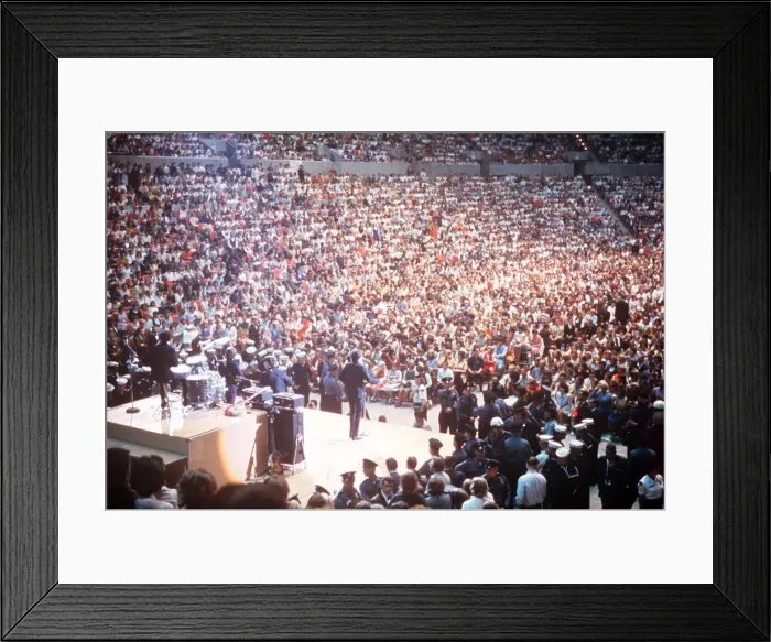 Framed Print : The Beatles play to a packed out Seattle Center during their second tour of the USA Framed Print : The Beatles play to a packed out Seattle Center during their second tour of the USA
