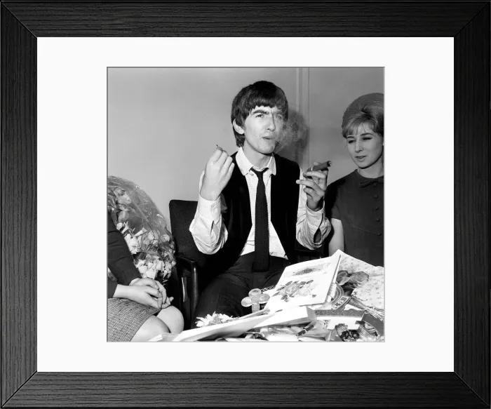 Framed Print : George Harrison, 21st birthday, helping him sort through the 52 sacks full of greeting Framed Print : George Harrison, 21st birthday, helping him sort through the 52 sacks full of greeting