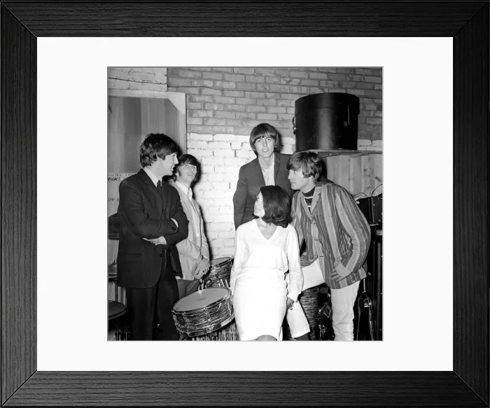 Framed Print : The Beatles backstage at the Futurist theatre in Scarborough with Cherry Rowland one of