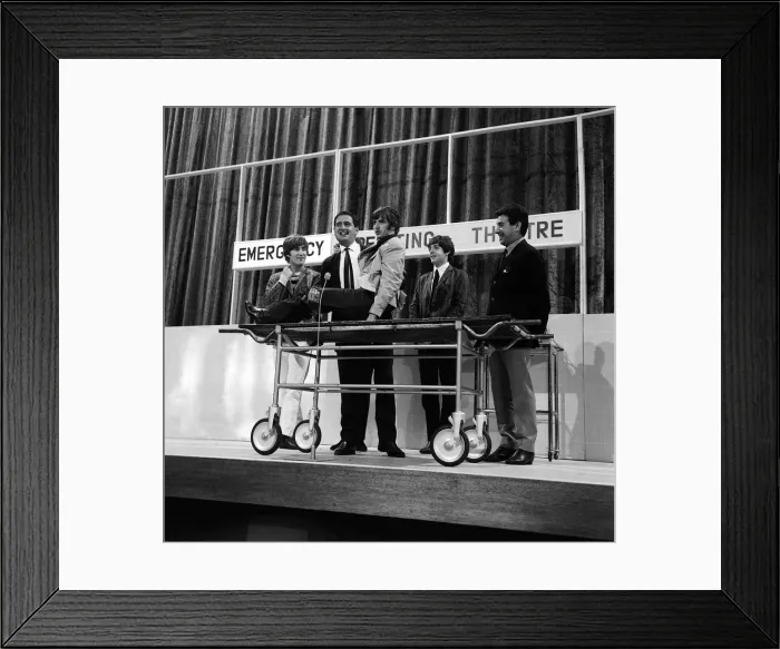 Framed Print : The Beatles rehearse with Mike and Bernie Winters for their Big Night Out TV show in an Framed Print : The Beatles rehearse with Mike and Bernie Winters for their Big Night Out TV show in an