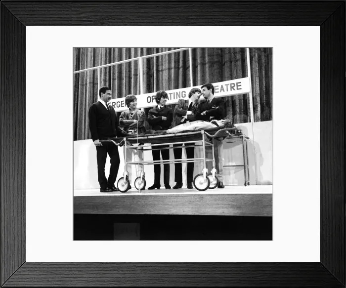 Framed Print : The Beatles rehearse with Mike and Bernie Winters for their Big Night Out TV show in an Framed Print : The Beatles rehearse with Mike and Bernie Winters for their Big Night Out TV show in an